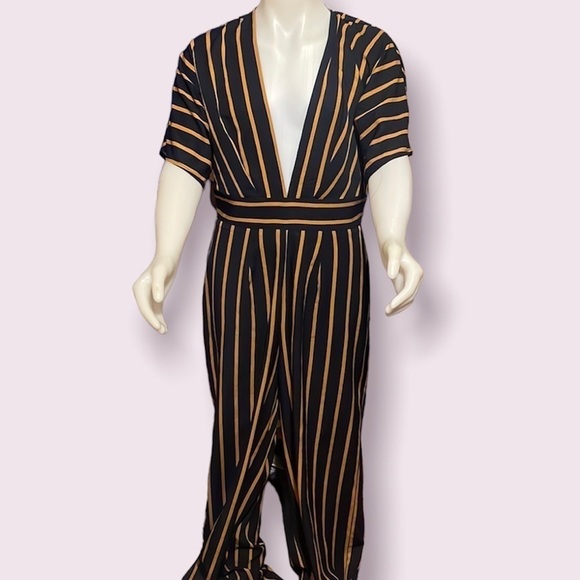 WINDSOR Striped V Neck Long Pants‎ Romper Jumpsuit Size Small - Picture 1 of 6